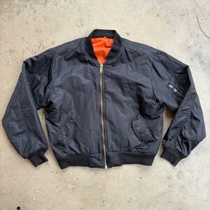 Rothco Bomber Jacket Men's Medium Full Zip Flight Jacket MA-1 Black and Orange